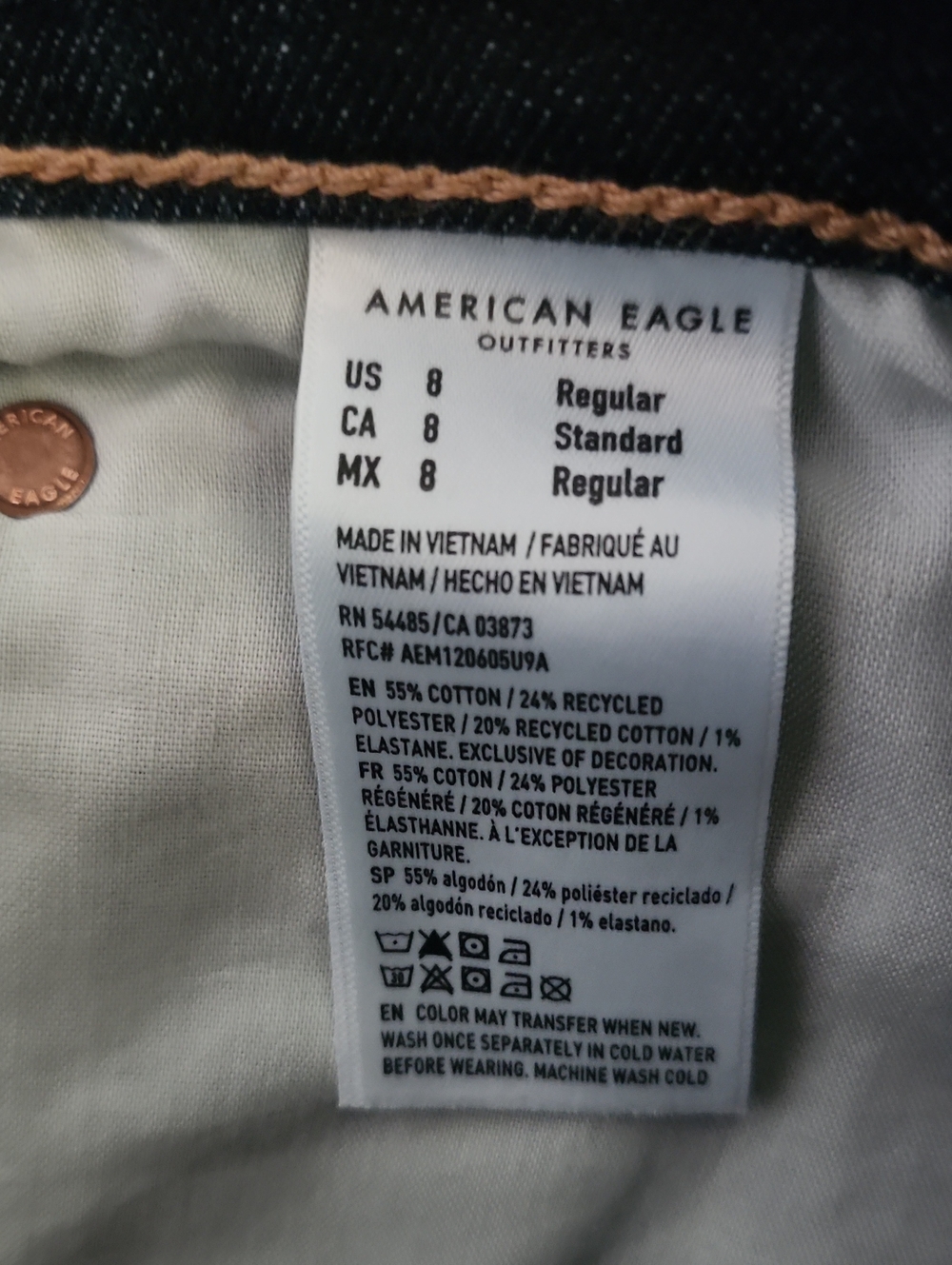 American Eagle barrel leg dark wash jeans Size 8 - Picture 3 of 5